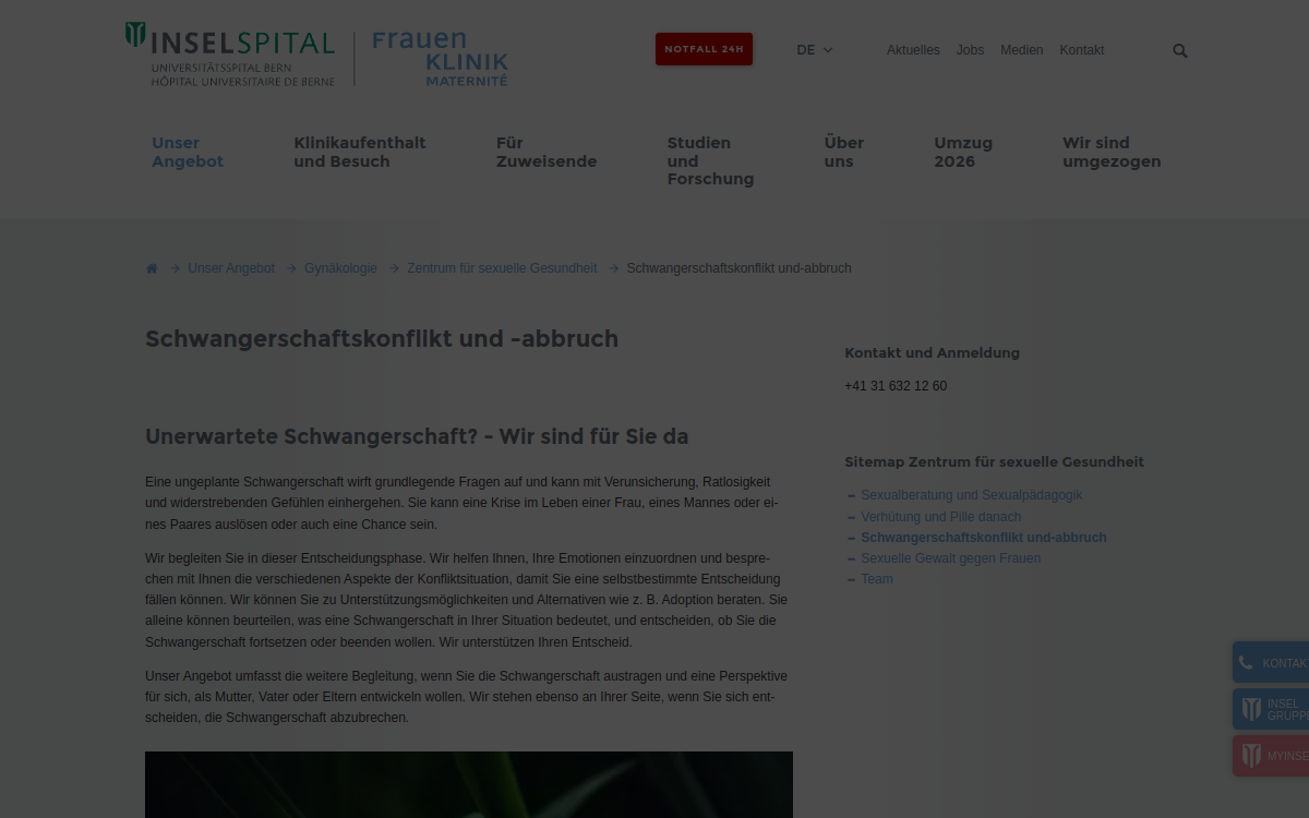 Schwangerschaftskonflikt und-abbruch - Universitätsklinik für Frauenheilkunde: Die Insel für die Frau - Universitätsklinik für Frauenheilkunde